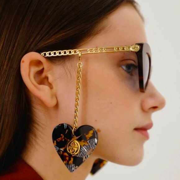 NEW GUCCI GG0978S - 003 CAT EYE Heart Charm SUNGLASSES - Picture 3 of 10